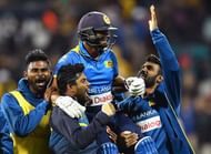 GEELONG, AUSTRALIA - FEBRUARY 19:  Asela Gunaratne of Sri Lanka is congratulated by team mates after hitting the winning runs to win the second International Twenty20 match between Australia and Sri Lanka at Simonds Stadium on February 19, 2017 in Geelong, Australia.  (Photo by Quinn Rooney/Getty Images)